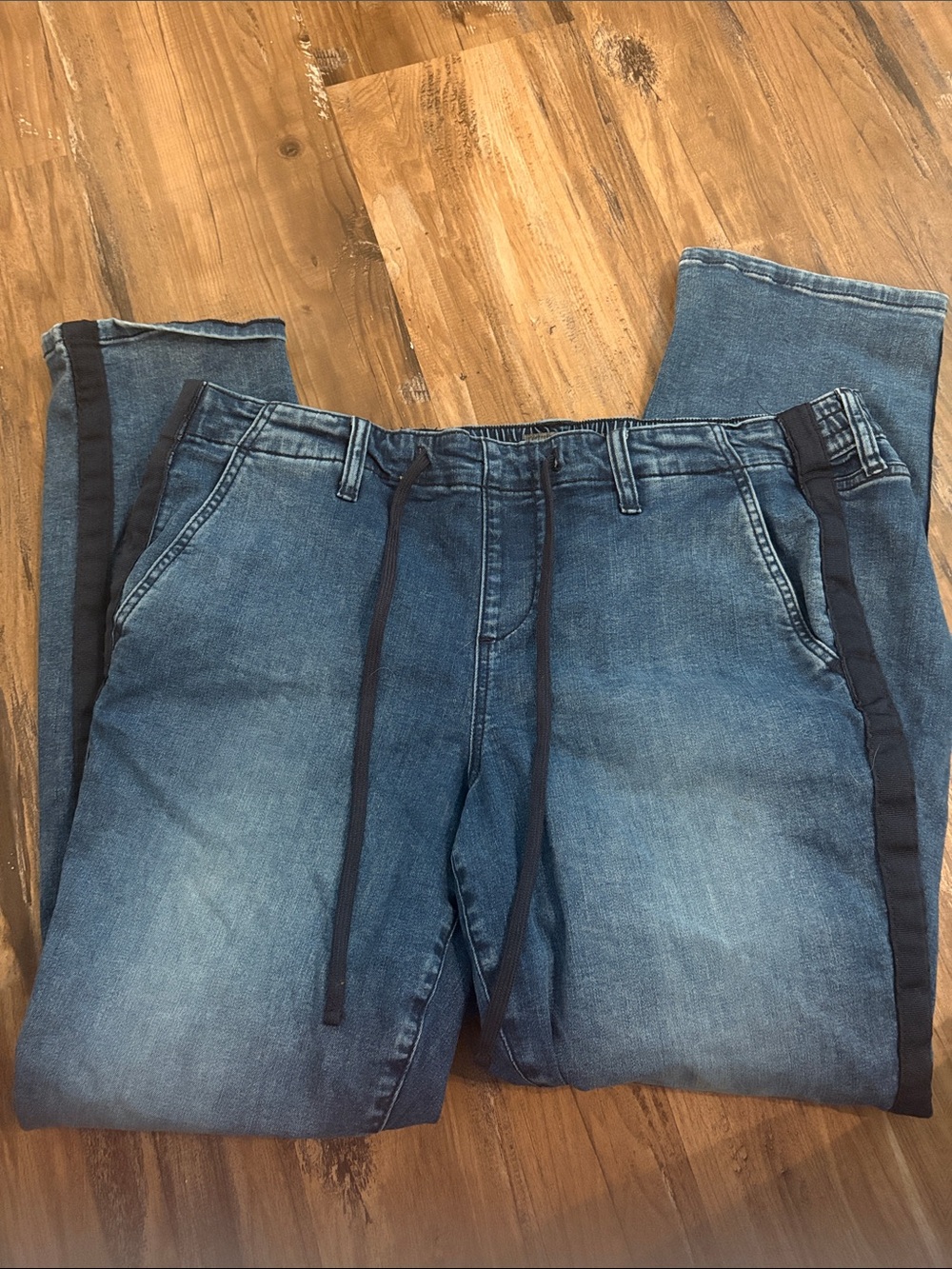torrid Blue Washed Denim Relaxed Jogger Jeans with Dark Side Stripe 2 tall
